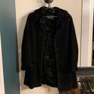 Nicole Miller Black Suede Leather Coat